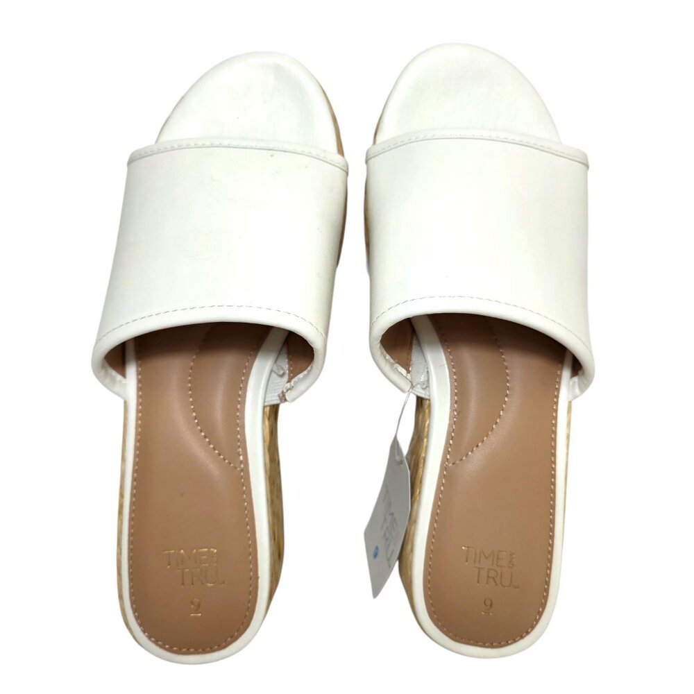 Raffia Platform Comfort Slide Sandals White Time and Tru Womens Sz 8, 9, 10, 11 - Picture 6 of 8